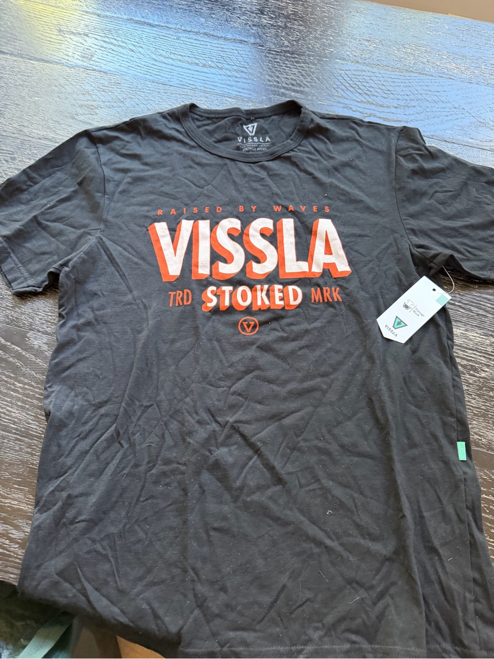 VISSLA Black Short-Sleeve Tee with Orange Logo